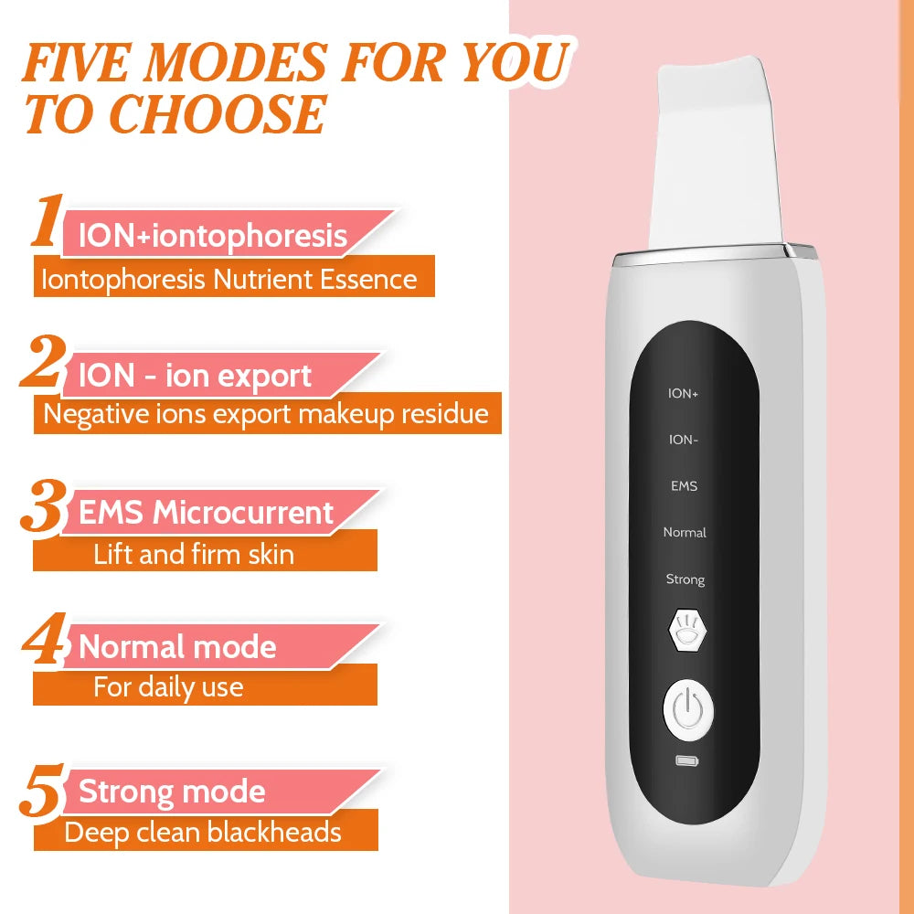 Ultrasonic Skin Spatula: Red & Blue Light Therapy
